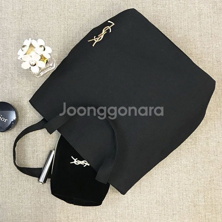 생로랑 블랙 토트백&파우치 세트--0