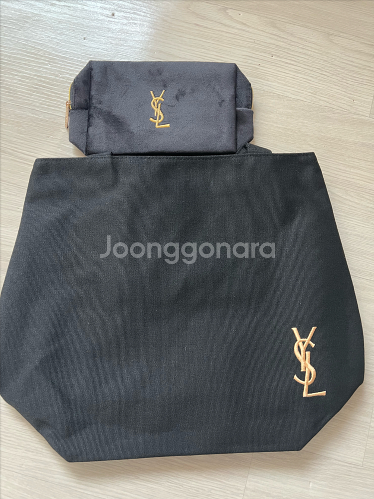 생로랑 블랙 토트백&파우치 세트--2