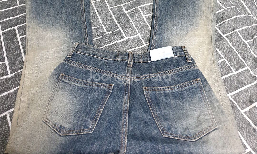 OOTJ 서울 로우라이즈 세미부츠컷 빈티지워싱 데님팬츠 (S)--2