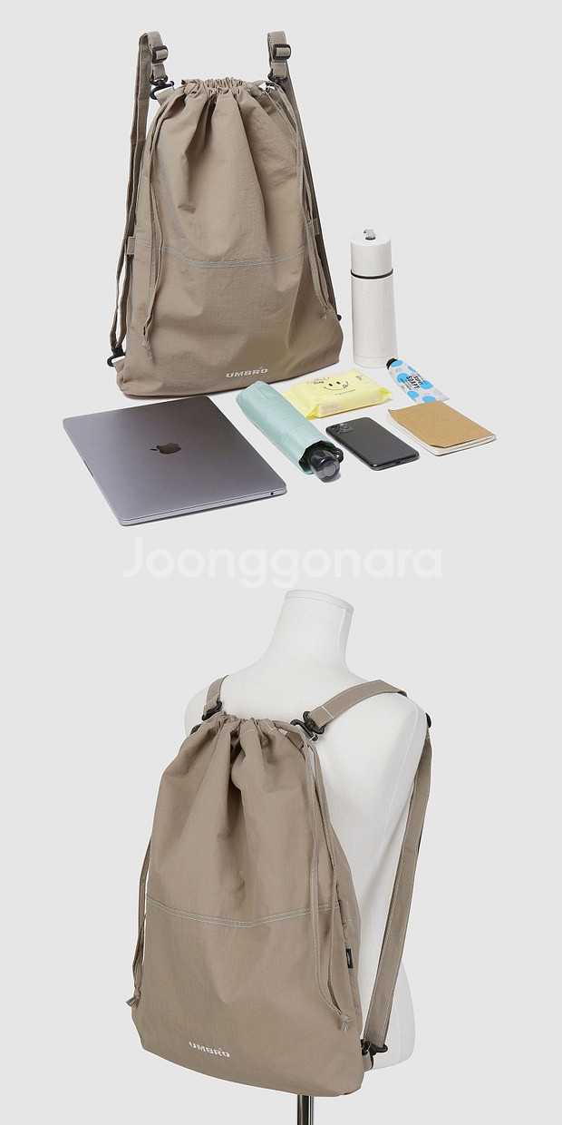 엄브로 크리스피 타슬란 3WAY 백팩 / 크림 베이지--8