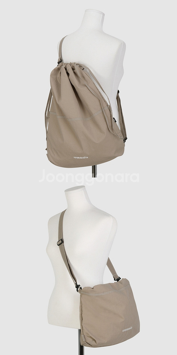 엄브로 크리스피 타슬란 3WAY 백팩 / 크림 베이지--9