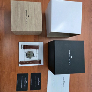 해밀턴 카키필드 오토매틱 시계 38 카키 가죽스트랩