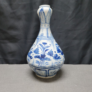 중국 백자 청화 화조문 보수산두병 도자기