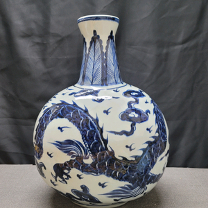 중국 대형 백자 청화 편호 도자기