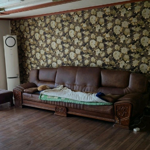 물소 통가죽 소파- 스툴포함