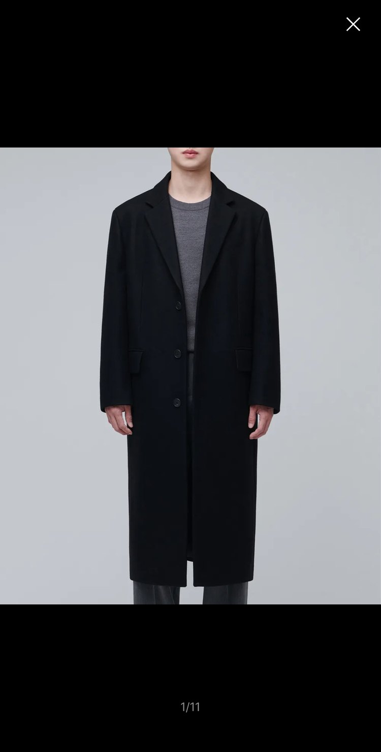 무신사 스탠다드 프리미엄 MTR 대디 숄더 싱글 롱 코트 이미지