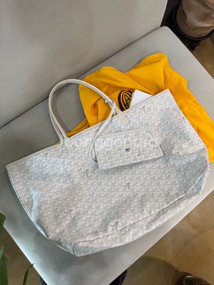 고야드 생루이 화이트 쇼퍼백 GM--0