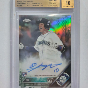 이대호 탑스크롬 루키 99한정 친필 싸인 온오토 그린 리프렉터 BGS9.5 등급카드 이미지