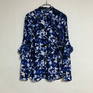 폴로 랄프로렌 블루 패턴 프릴 블라우스