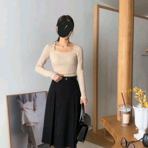 시에sie 로니에 핀턱 스커트 블랙 xs