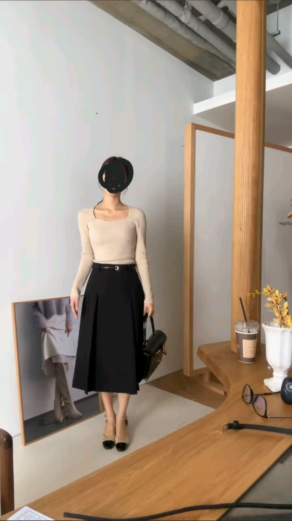 시에sie 로니에 핀턱 스커트 블랙 xs--1