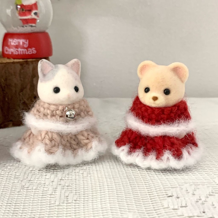 실바니안 크리스마스 뜨개옷(드레스+망토set) 이미지