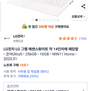 LG 그램 에센스 화이트 노트북