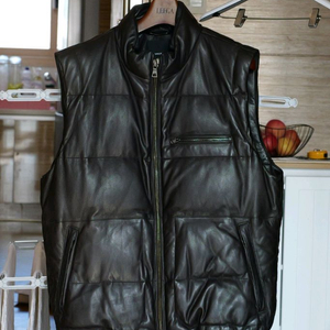 VINCE 빈스 가죽 패딩 조끼 딥브라운 M