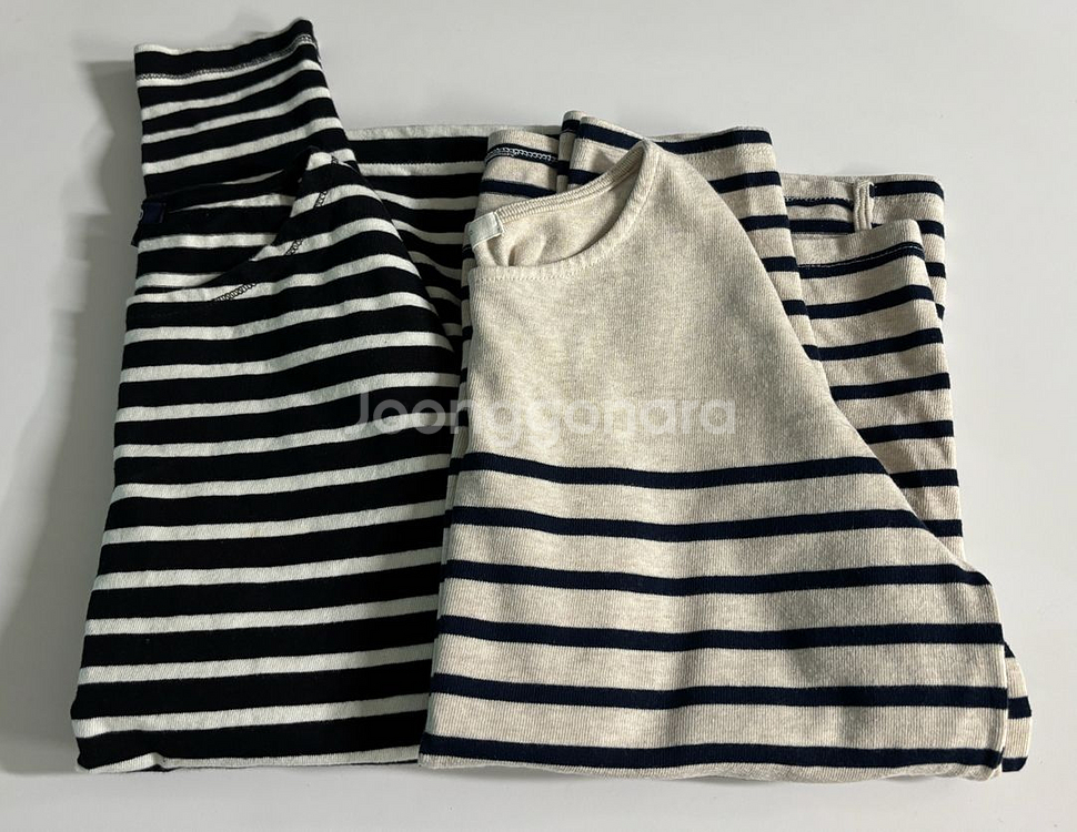 여성 스트라이프 면티셔츠 2개--0