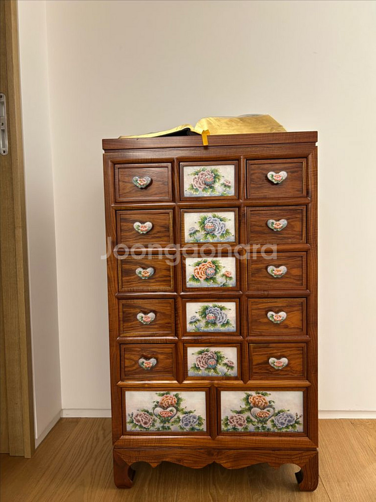 한국화 패턴 원목 서랍장(약징)--0