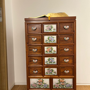 한국화 패턴 원목 서랍장(약징)