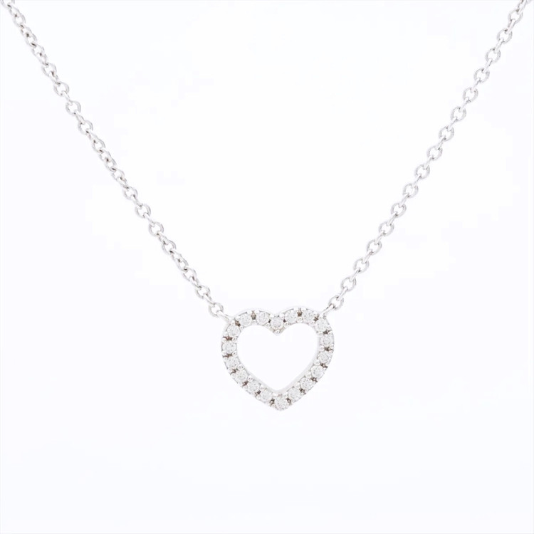 티파니 메트로하트 18P 천연다이아몬드 티파니앤코 18K 화이트골드 펜던트 목걸이 1.9g--1