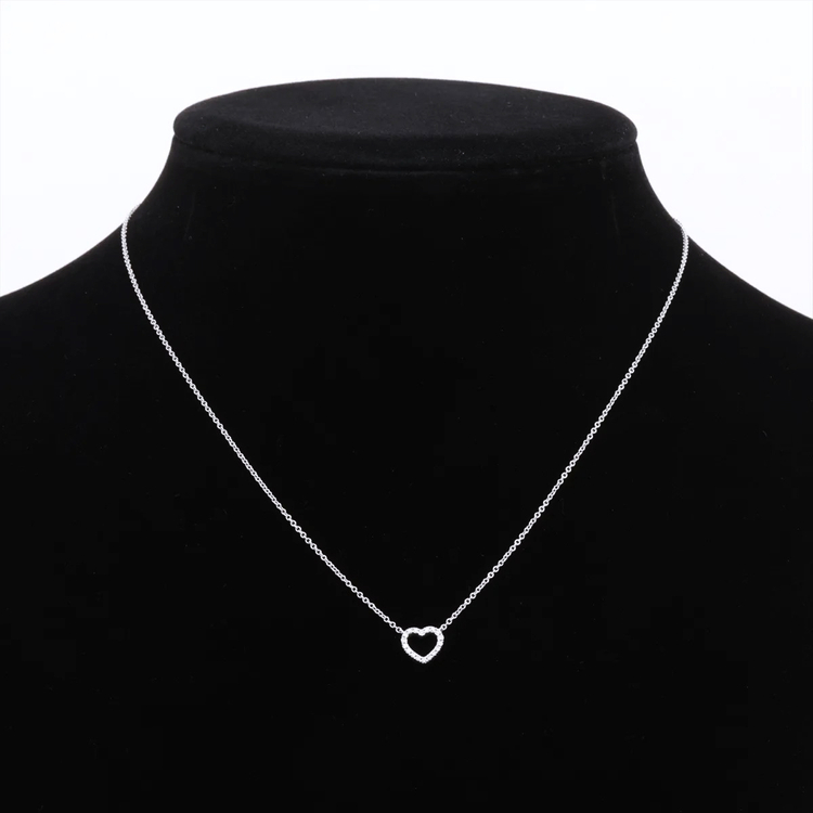 티파니 메트로하트 18P 천연다이아몬드 티파니앤코 18K 화이트골드 펜던트 목걸이 1.9g--4