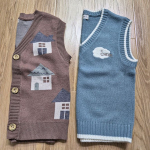 (일괄)치크 니트 조끼 2개 (110,120사이즈) - 상태 최상