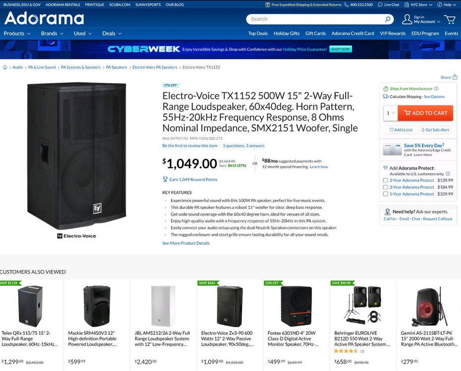 Electro Voice TX1152 프로용 15인치 스피커 판매합니다.--5