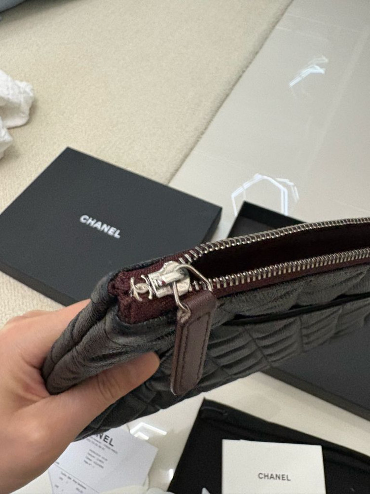 [정품]샤넬 캐비어 클러치 뉴미듐 블랙 은장 풀박스--5