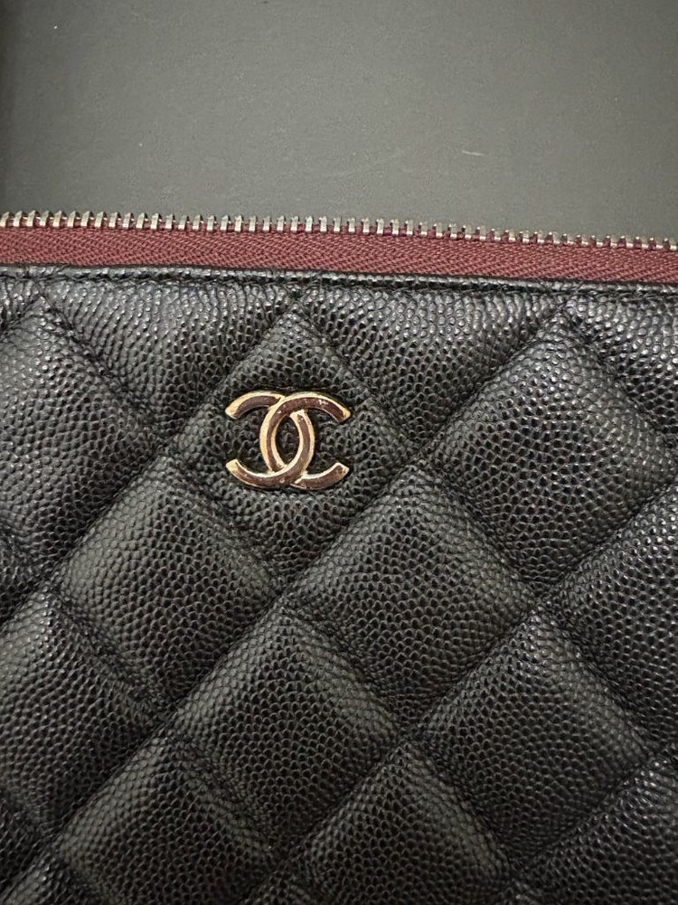 [정품]샤넬 캐비어 클러치 뉴미듐 블랙 은장 풀박스--7