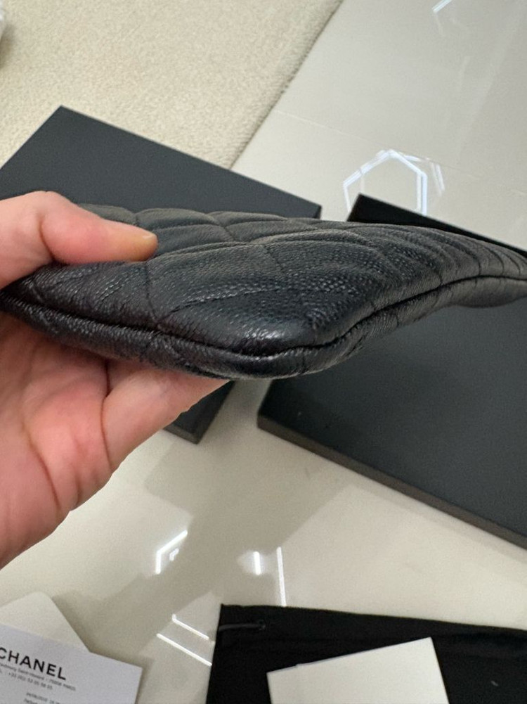 [정품]샤넬 캐비어 클러치 뉴미듐 블랙 은장 풀박스--8