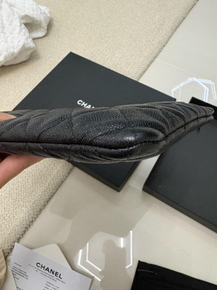 [정품]샤넬 캐비어 클러치 뉴미듐 블랙 은장 풀박스--9