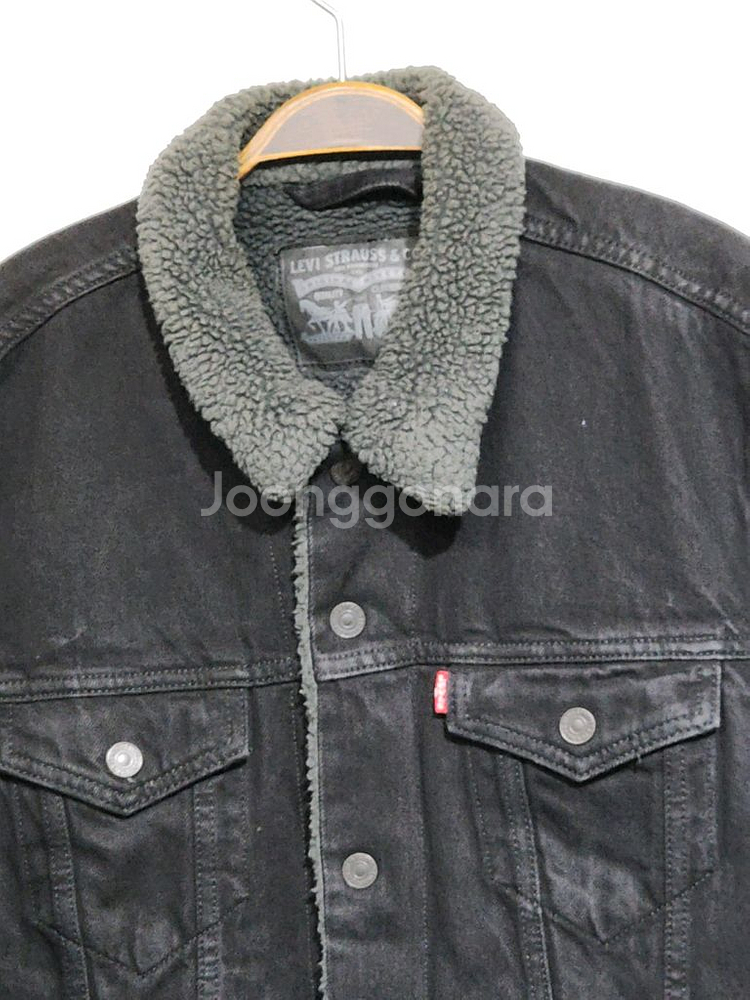 (XL) 리바이스 양털 청자켓 블랙 데님자켓 레드탭--1