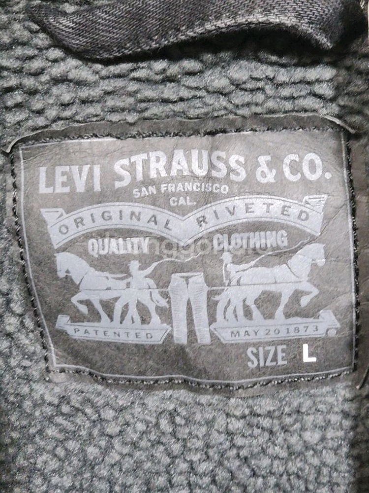 (XL) 리바이스 양털 청자켓 블랙 데님자켓 레드탭--2