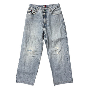 타미힐피거 연청 디테일 오버 데님팬츠 36