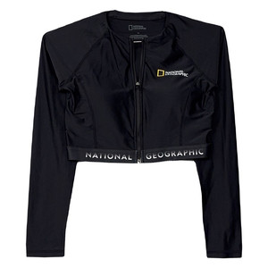 내셔널지오그래픽 블랙 크롭 여성 운동 기능성 집업 XS