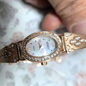 14k 여성용 로즈골드 팔찌 시계