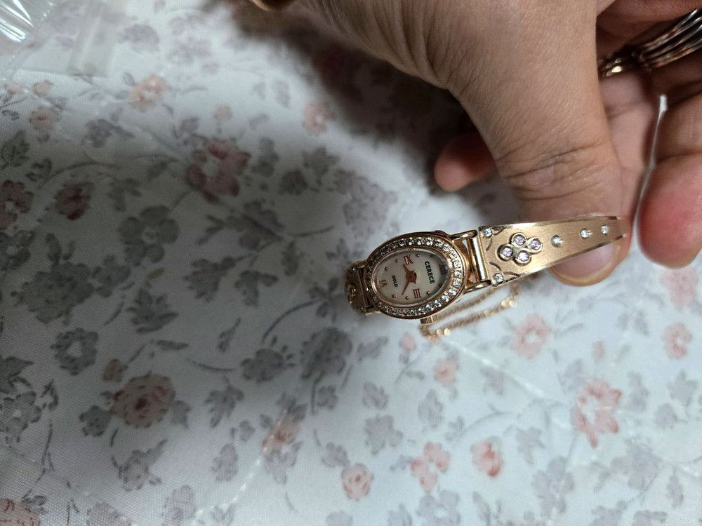 14k 여성용 로즈골드 팔찌 시계--1