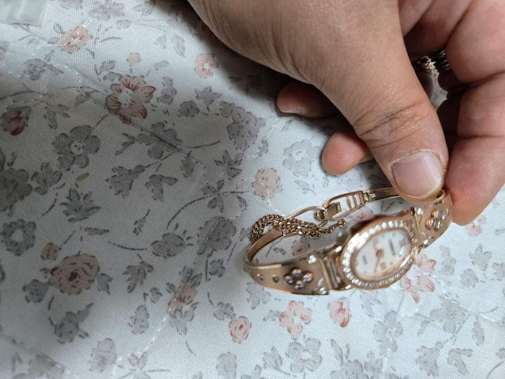 14k 여성용 로즈골드 팔찌 시계--6