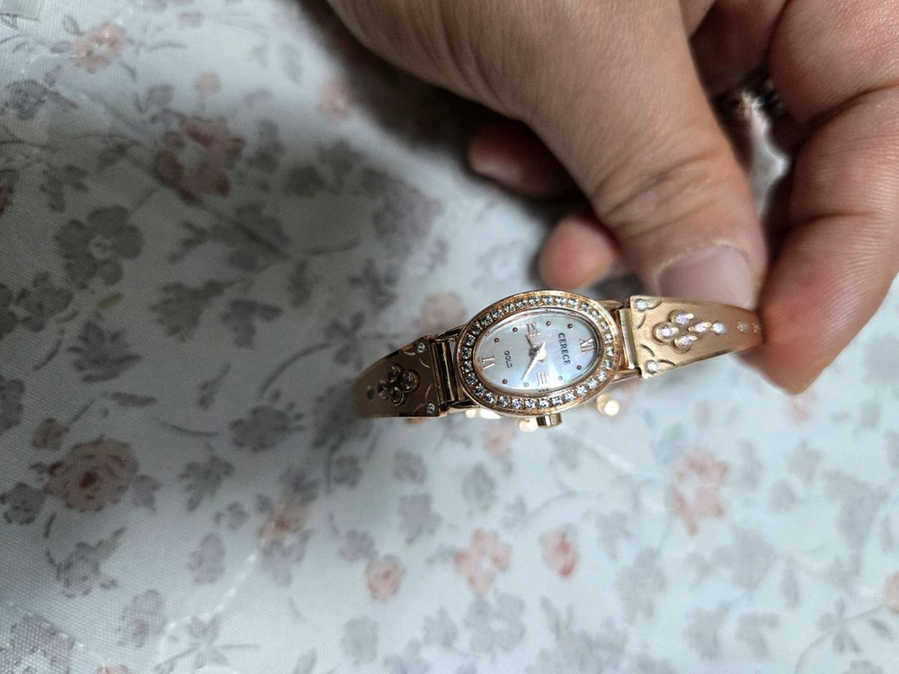 14k 여성용 로즈골드 팔찌 시계--7