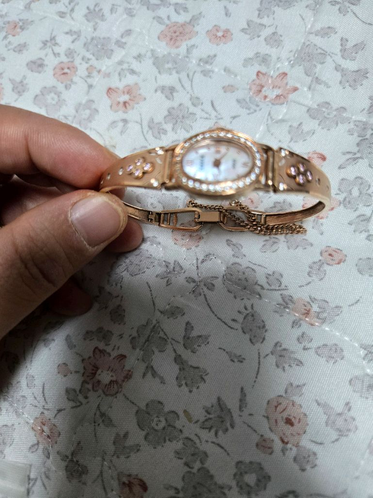 14k 여성용 로즈골드 팔찌 시계--8