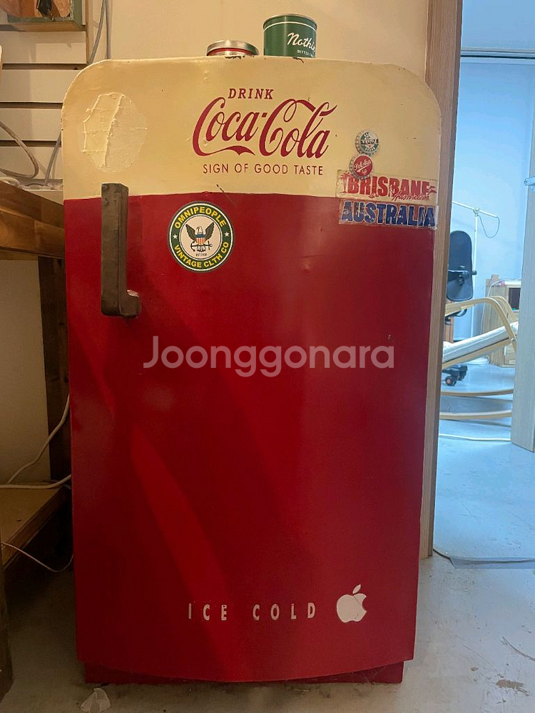 빈티지 코카콜라 냉장고 모양 철제 장식장 수납장--2