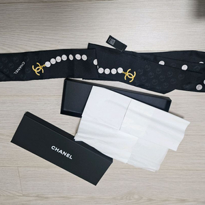 샤넬 도트 패턴 실크 스카프