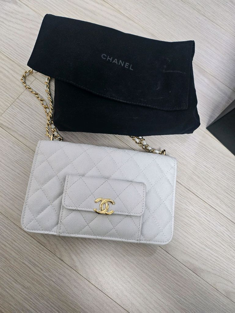 샤넬 캐비어 레더 체인백--1