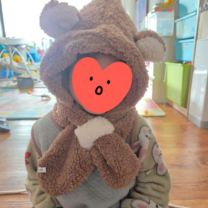 아기 곰돌이 털모자목도리 아동바라클라바 일체형 새상품. 영유아-어른까지도 가능