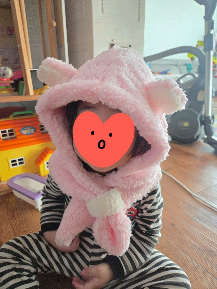 아기 곰돌이 털모자목도리 아동바라클라바 일체형 새상품. 영유아-어른까지도 가능--1