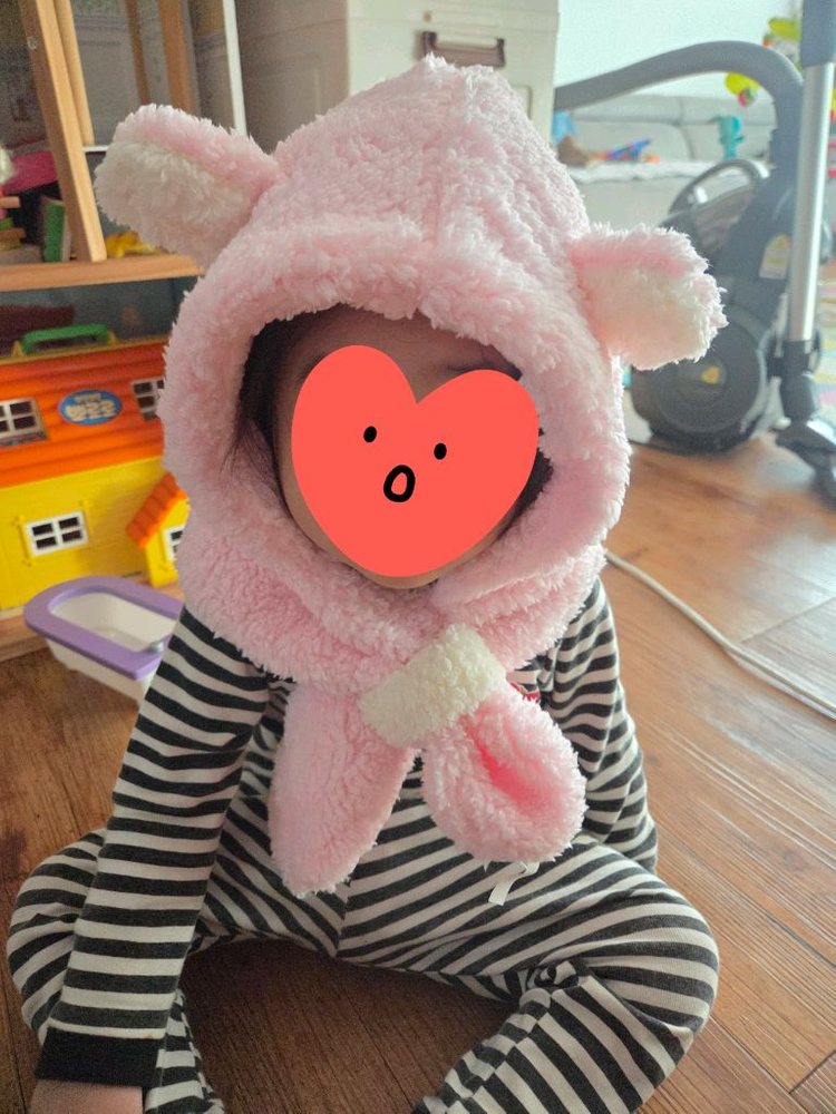 아기 곰돌이 털모자목도리 아동바라클라바 일체형 새상품. 영유아-어른까지도 가능--2