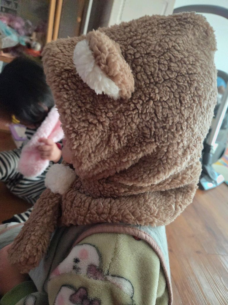 아기 곰돌이 털모자목도리 아동바라클라바 일체형 새상품. 영유아-어른까지도 가능--3