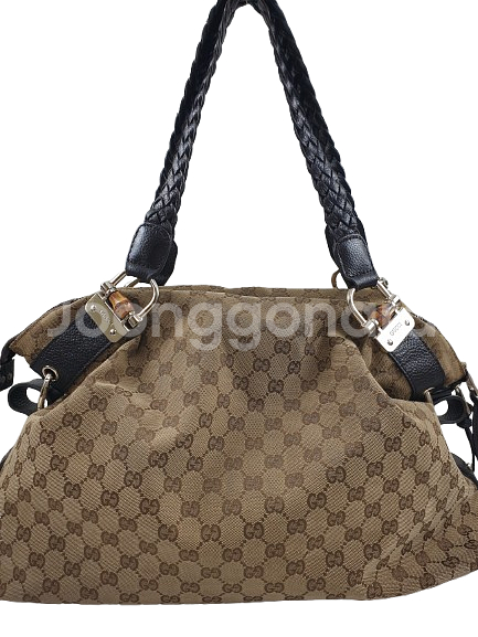 구찌 뱀부바 GG 캔버스 토트백--0