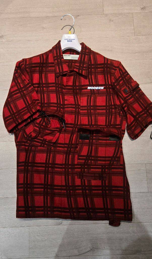 오프화이트 플란넬 셔츠 M--1