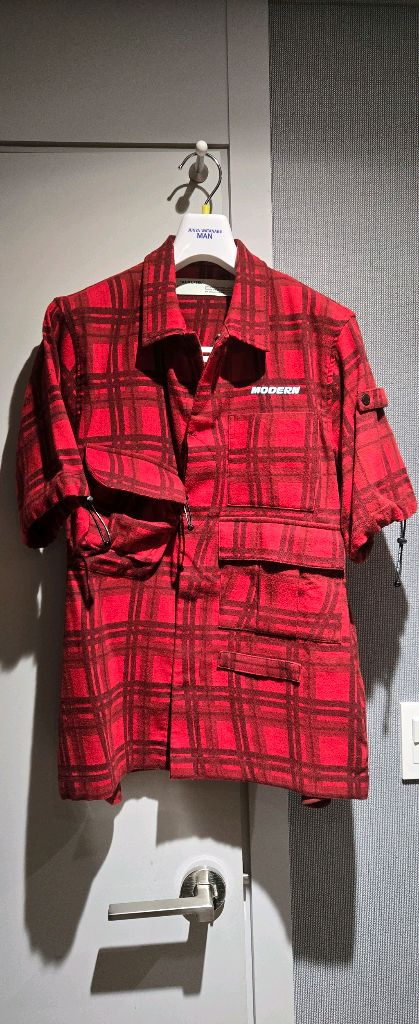 오프화이트 플란넬 셔츠 M--3