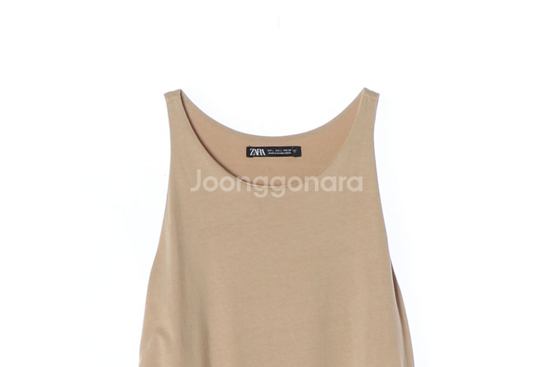 [L]자라 베이지 나시 맥시 롱 원피스 민소매 드레스--2