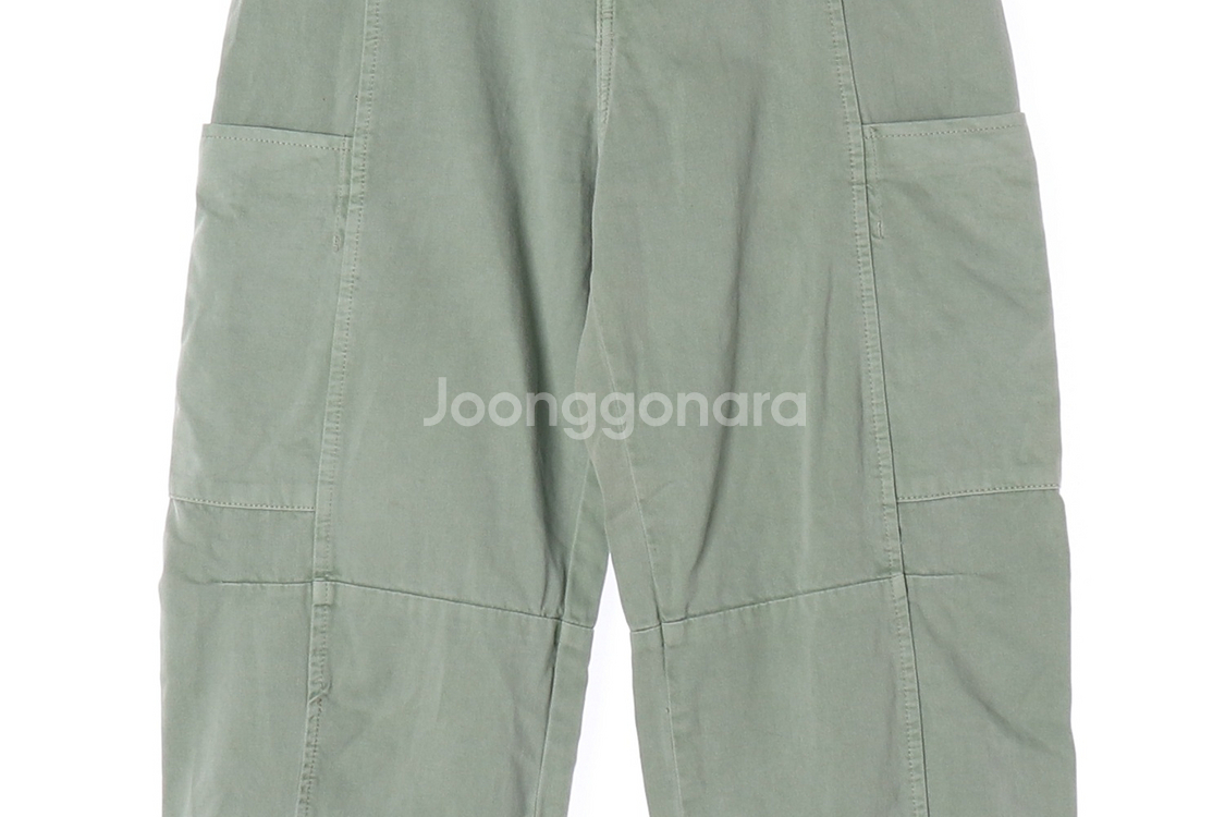 [S]자라 카키 그린 포켓 와이드 벌룬 데님 청바지 팬츠--3